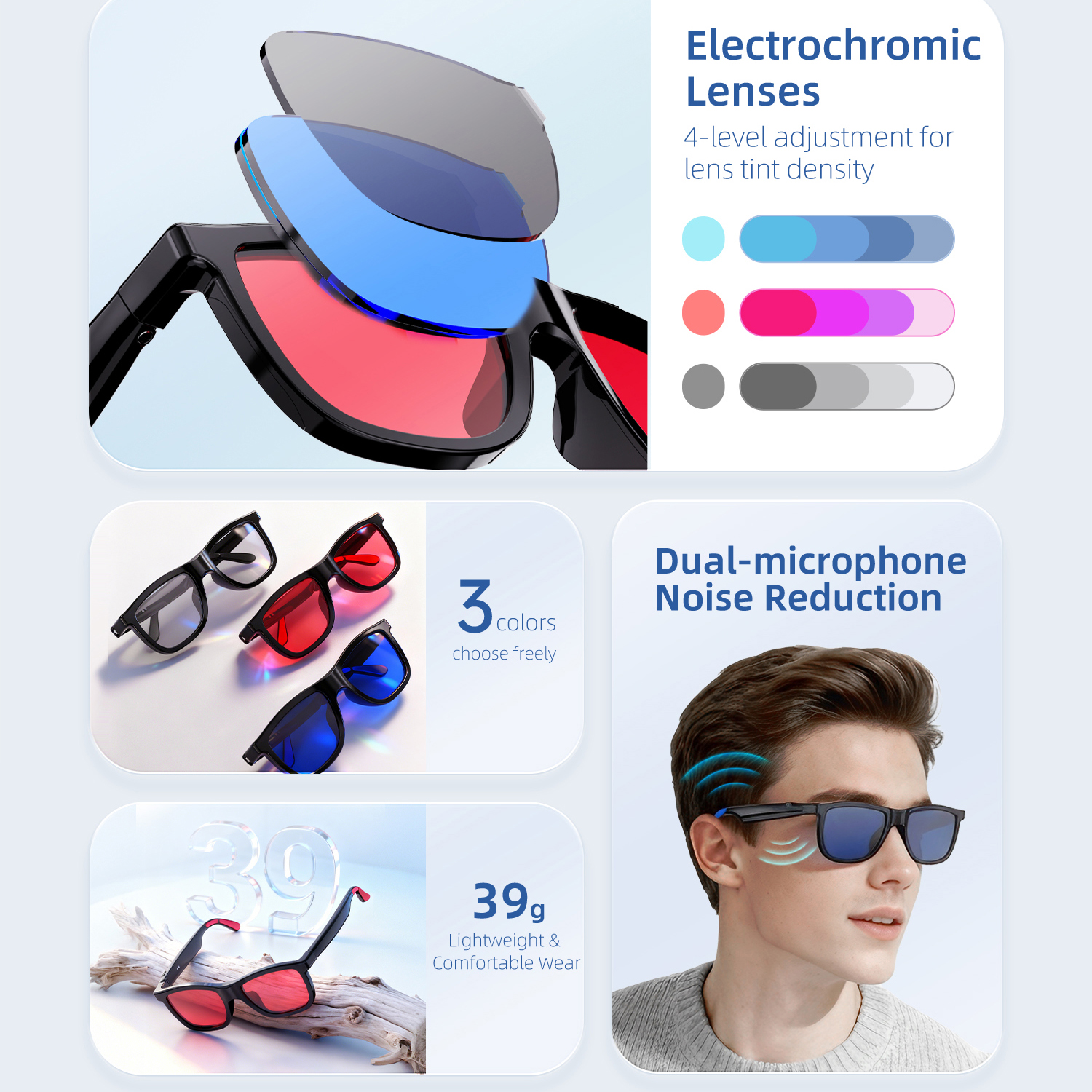 New AI Audio Glasses Electroch - Smart Glasses Lens ulasan dan harga