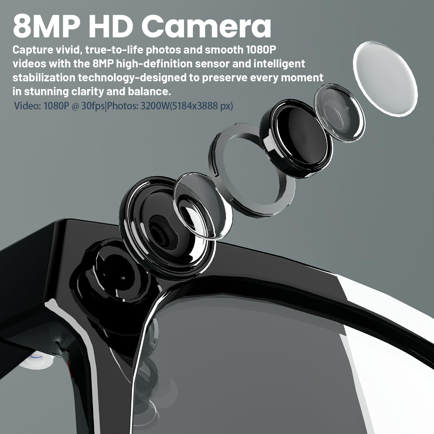 8MP AI Smart Glasses: 1080P Vi - Smart Glasses Lens ulasan dan harga