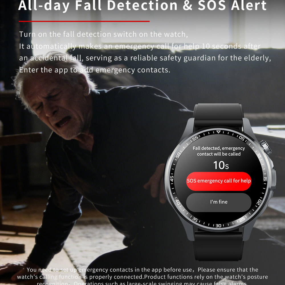 Men Smart Watch All Day Fall D - Fall Detection Watch ulasan dan harga
