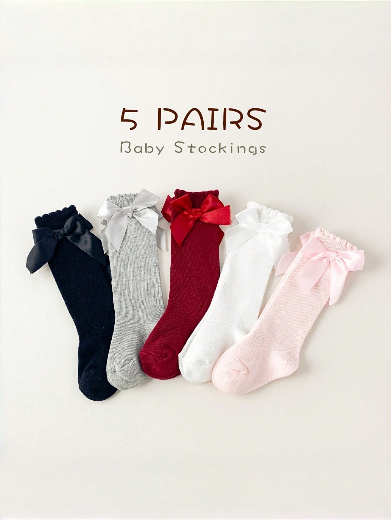 1/5 Pairs Baby Girls Bow Knee  - Baby Sock Oximeter ulasan dan harga